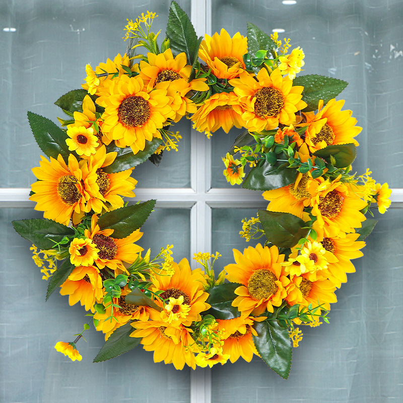 Spring Wreath Fall Decor Wreath Front Door Summer Sunflower Wreaths for Wall Hangings Decorations