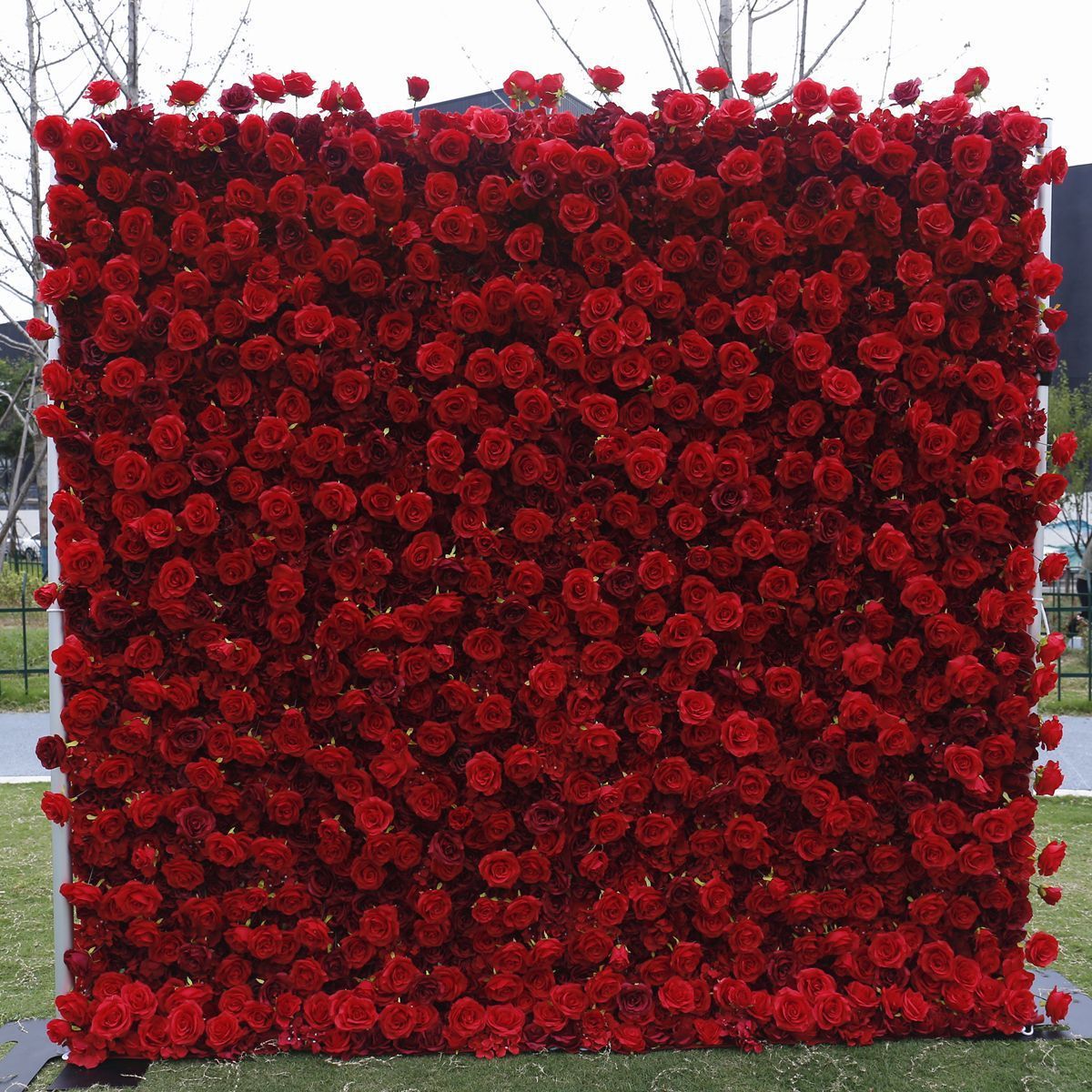 8ft*8ft Customized Wedding Wall Decorations Roll Up 5D Flower Wall Backdrop Red Rose Flower Wall