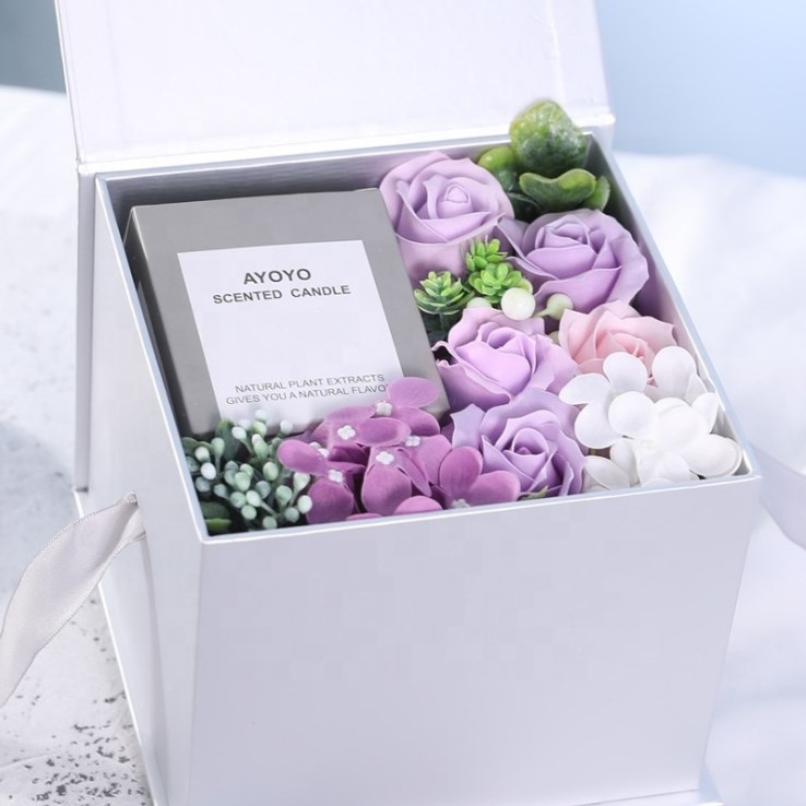 Mother's Day Soap Flower Aromatherapy Candle Soap Flower Gift Box Valentine's Day Mother's Day Creative Gift Portable Gift