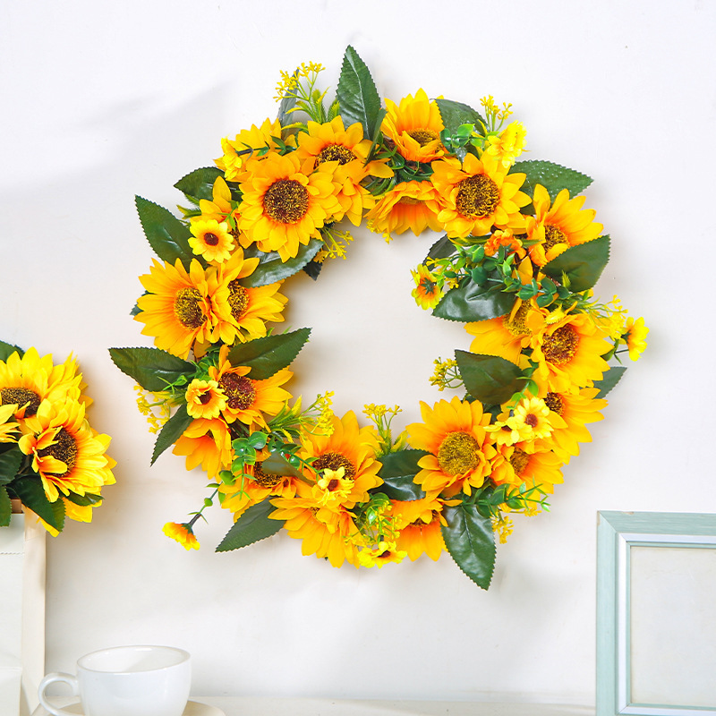 Spring Wreath Fall Decor Wreath Front Door Summer Sunflower Wreaths for Wall Hangings Decorations