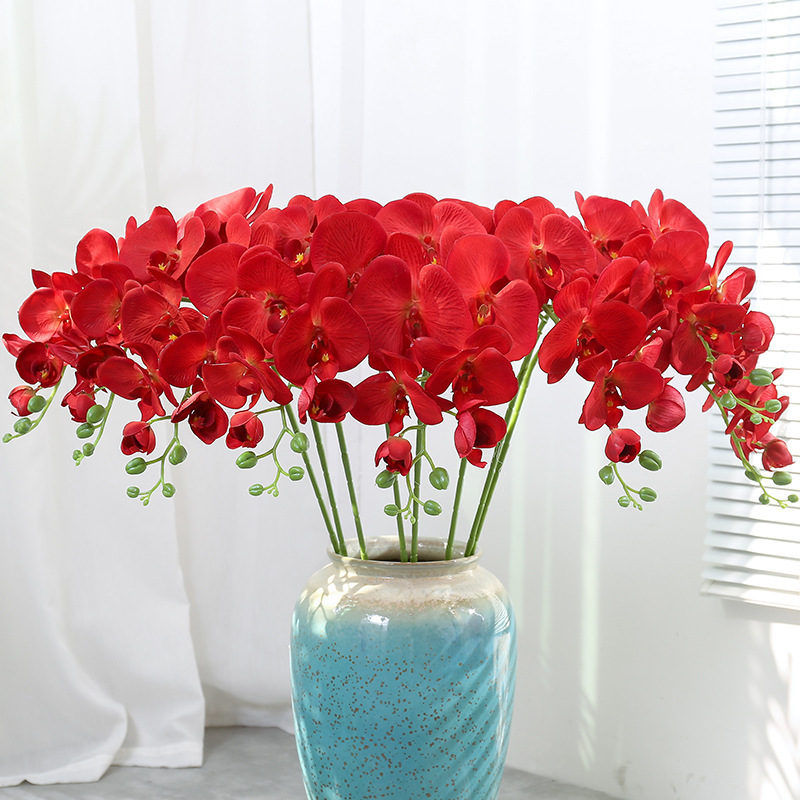 Blood Orchid Flower Artificial Phalaenopsis Plants Orchid Silk Flower Orchid Flower Decoration