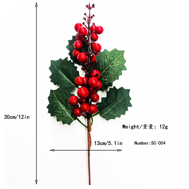 AYOYO Wholesale Xmas Decoration Christmas Tree Filler Picks Artificial Pine Needle And Red Berries Christmas Tree Branches