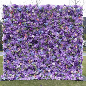 8*8ft Floral Backdrop Flower Wall Wedding Centerpiece White Blue Purple Flower Wall