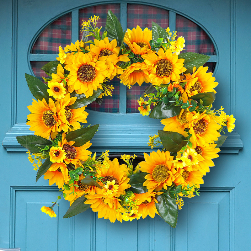 Spring Wreath Fall Decor Wreath Front Door Summer Sunflower Wreaths for Wall Hangings Decorations