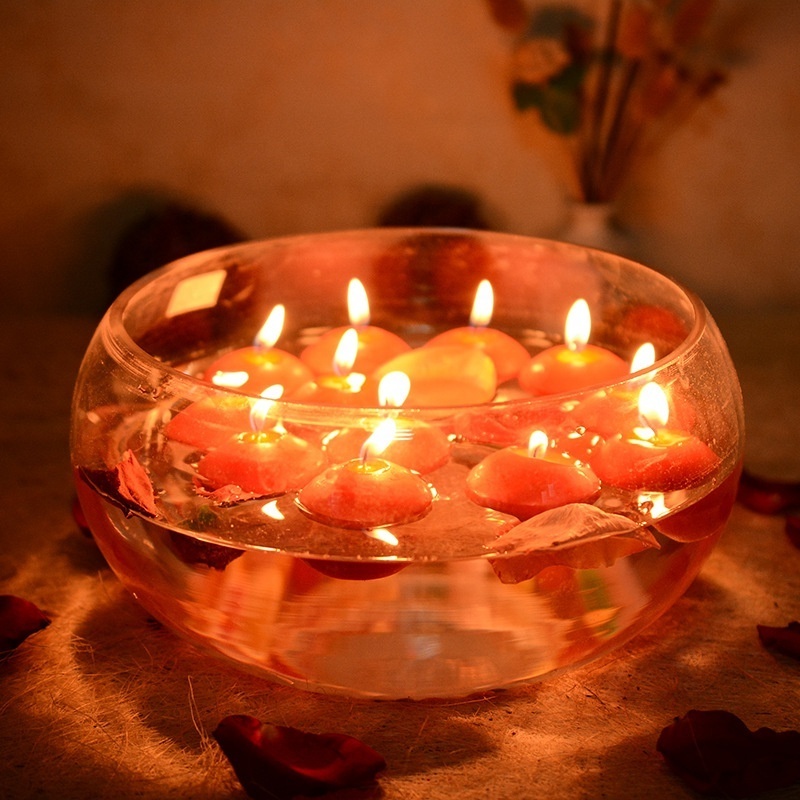 12 red and white smokeless couples romantic confession floating candles water decoration wedding candles in stock