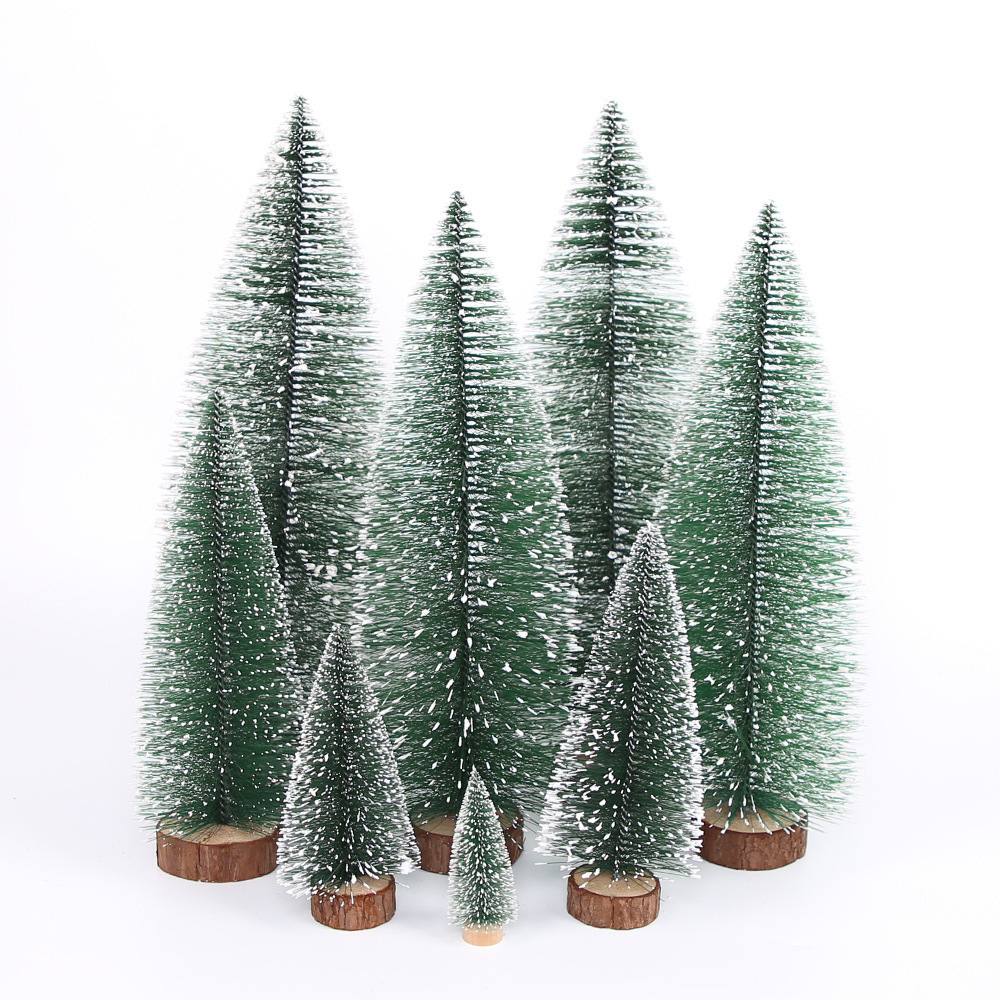 Mini desktop ornament DIY pine needle tree Christmas decoration stained with white cedar small Christmas tree