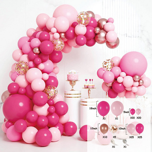 Pink Metallic Gold Confetti Balloons Arch Kit for Wedding Party Decorations