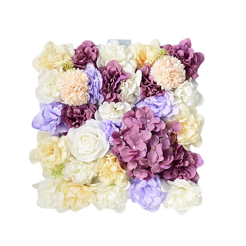 AYOYO OEM 38*38cm Rose Hydrangea Artificial Flower Backdrop Wall Panel Flower Wall Wedding Wall Decorations