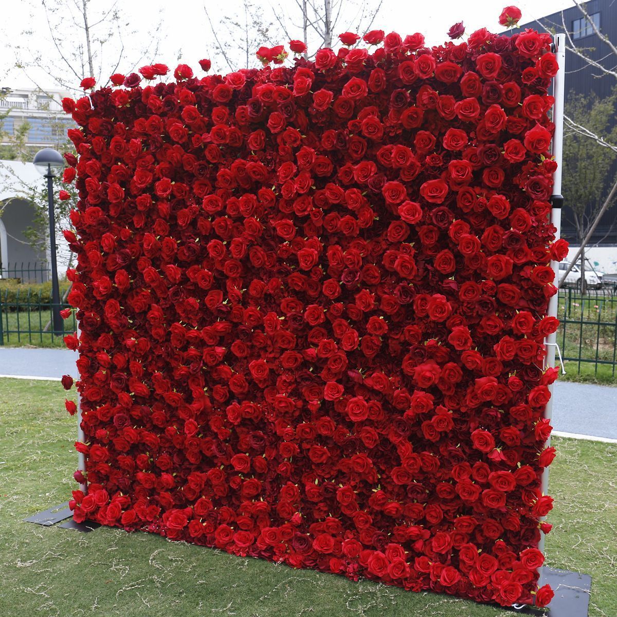 8ft*8ft Customized Wedding Wall Decorations Roll Up 5D Flower Wall Backdrop Red Rose Flower Wall