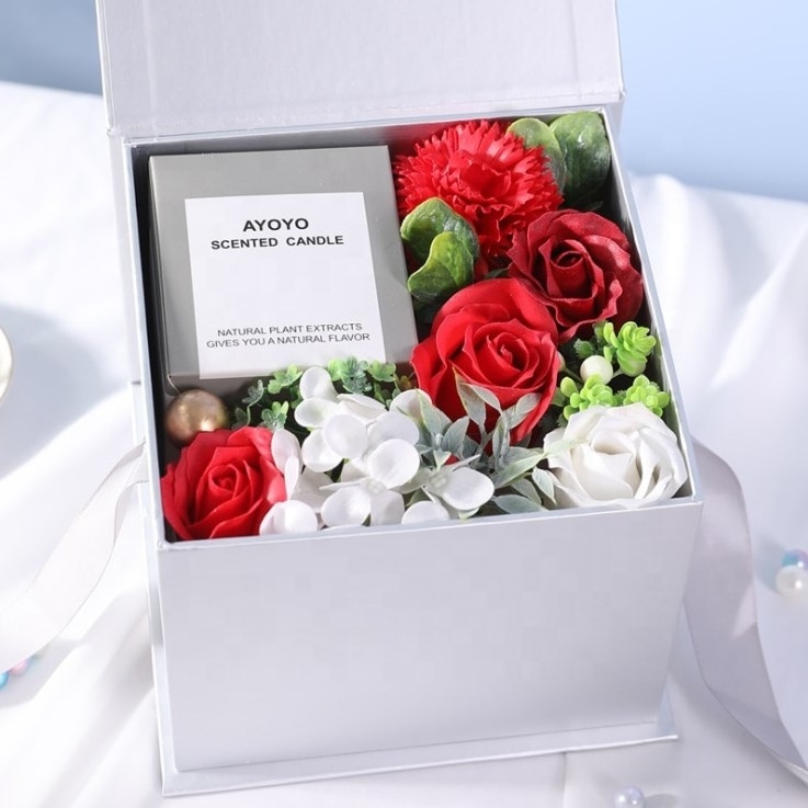 Mother's Day Soap Flower Aromatherapy Candle Soap Flower Gift Box Valentine's Day Mother's Day Creative Gift Portable Gift