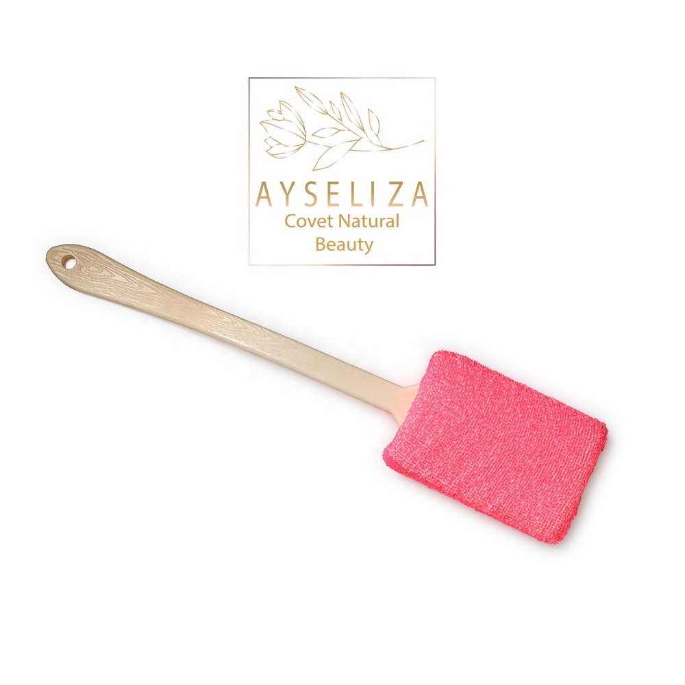 Wholesale Bath Sponges With Long Handle By Ayseliza Exfoliating Scrubber Pink Loofah Gift Body Mesh OEM Customized Ball Kessa