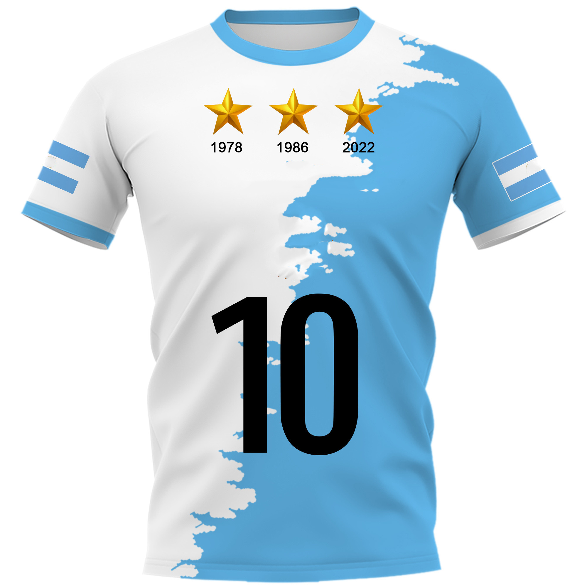 2022 three stars No. 10 Jersey Men's T-Shirt Selected Football Team soccer jersey