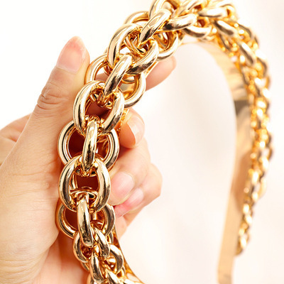 2021 Vintage Metal Chain Braided Bezel HairBand For Women Girls New Trendy Gold Chain Twist Braid Headband