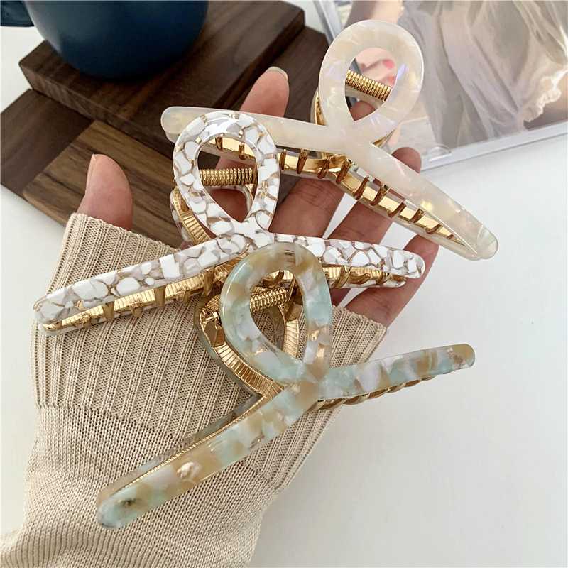 High Quality Women Cross Shaped Metal Hair Claw 11cm Large Tortoiseshell Cellulose Acetate Claw Clips For Thick Hair