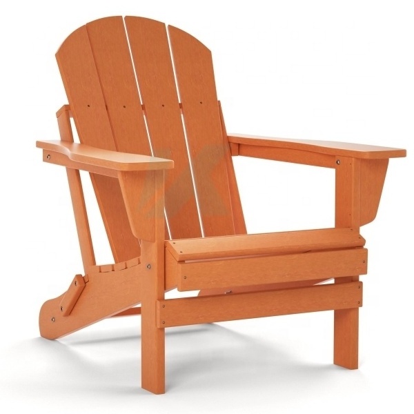 Outdoor patio plastic wood adirondack garden leisure chair with wooden stand wood beach chair