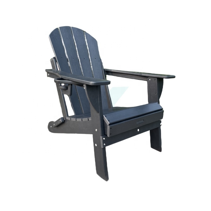 Outdoor patio plastic wood adirondack garden leisure chair with wooden stand wood beach chair