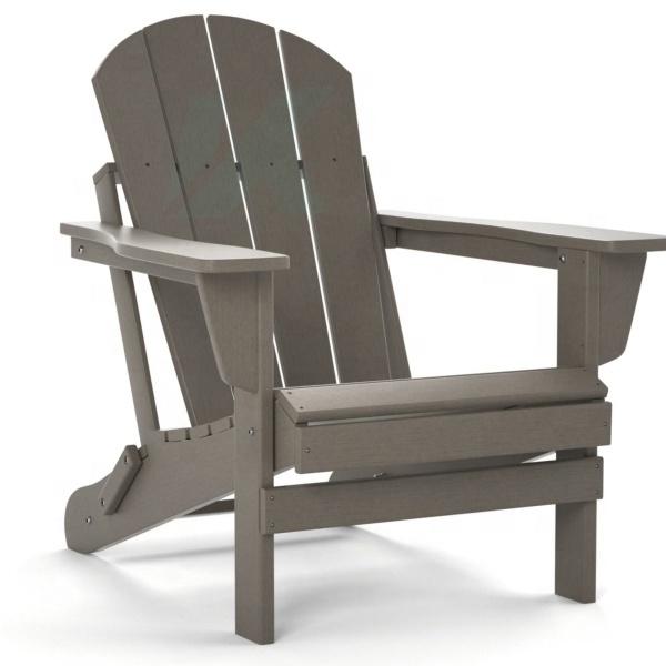 Outdoor patio plastic wood adirondack garden leisure chair with wooden stand wood beach chair