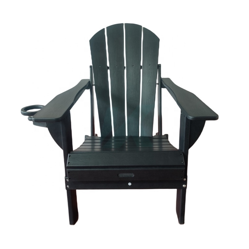 Outdoor patio plastic wood adirondack garden leisure chair with wooden stand wood beach chair