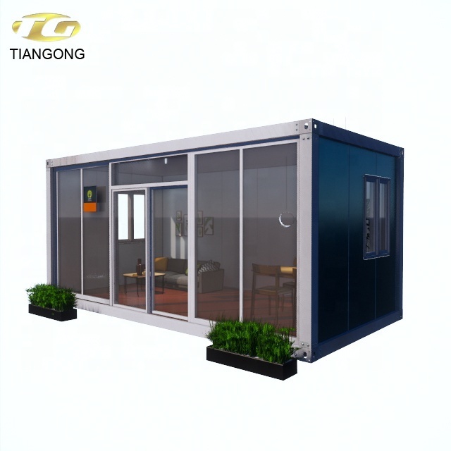 Cheap price light steel structure with beautiful glass curtain wall container house for sale