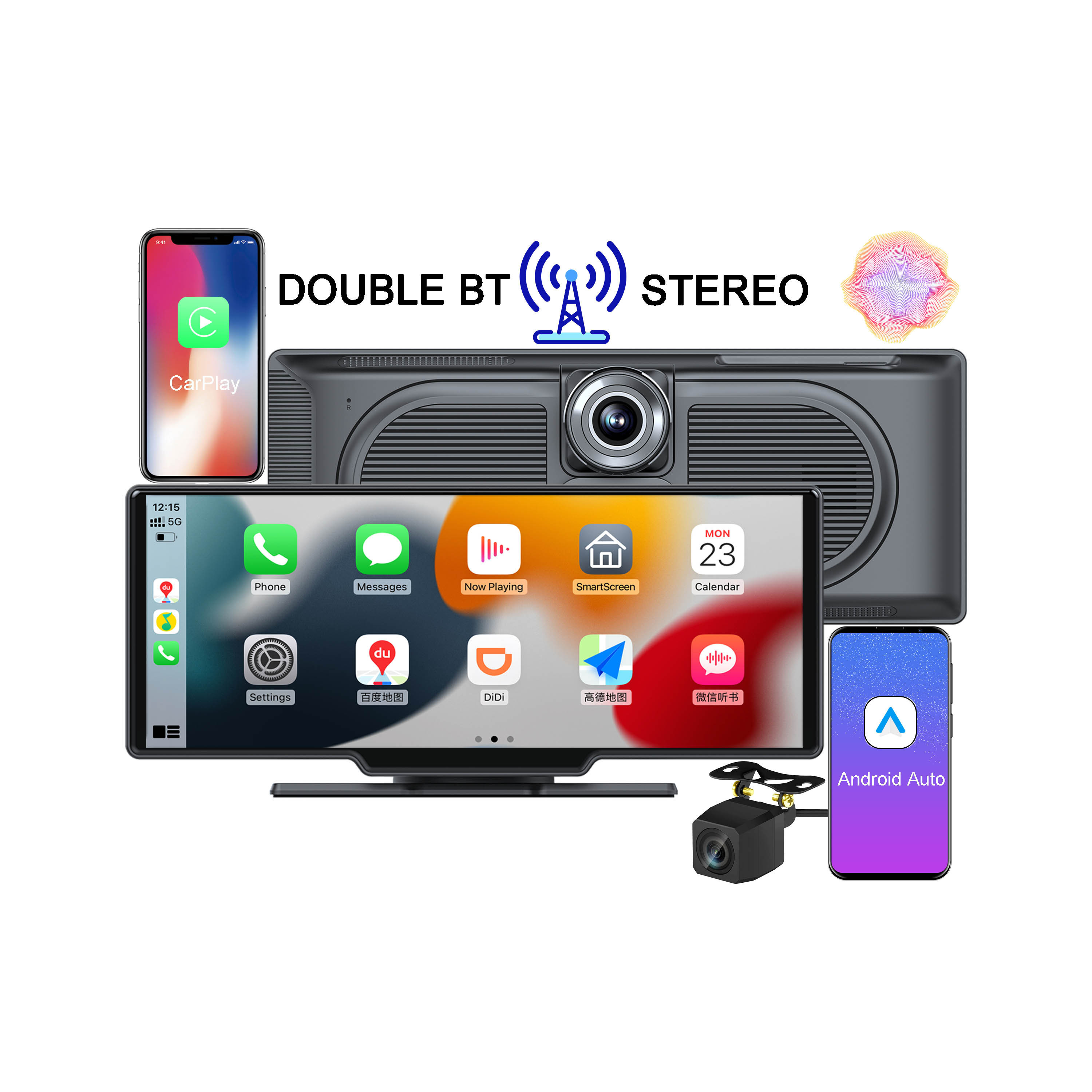 Portable Car DVD Player Carplay Android Auto Dashcam Three In One Stereo BT Transmission Of Sound Smart MP5 Player Screen