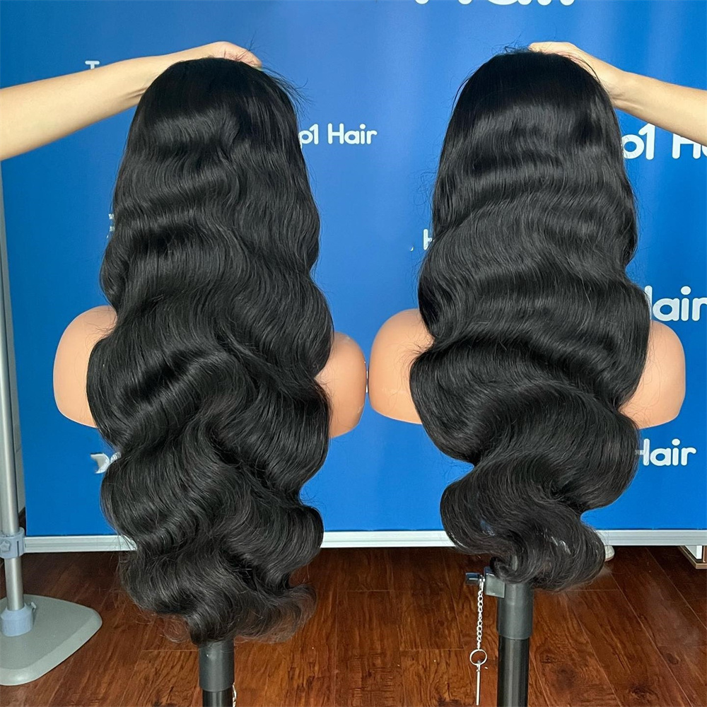 Wholesale REAL Glueless HD Brazilian Human Hair Lace Front Wig Deep Wave Virgin Hair Lace Wig For Black Women  Baby Hair