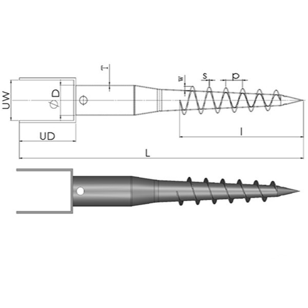 U-Shaped Common Use Screw Pile Galvanized No Dig Ground Screw Pole Anchor