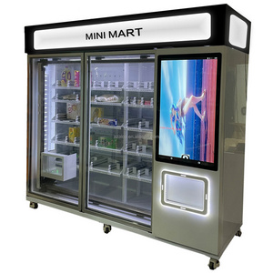 Mini shopping mart huge large format vending mall beer milk snack and drink dispenser kiosk big size package food cosmetic set