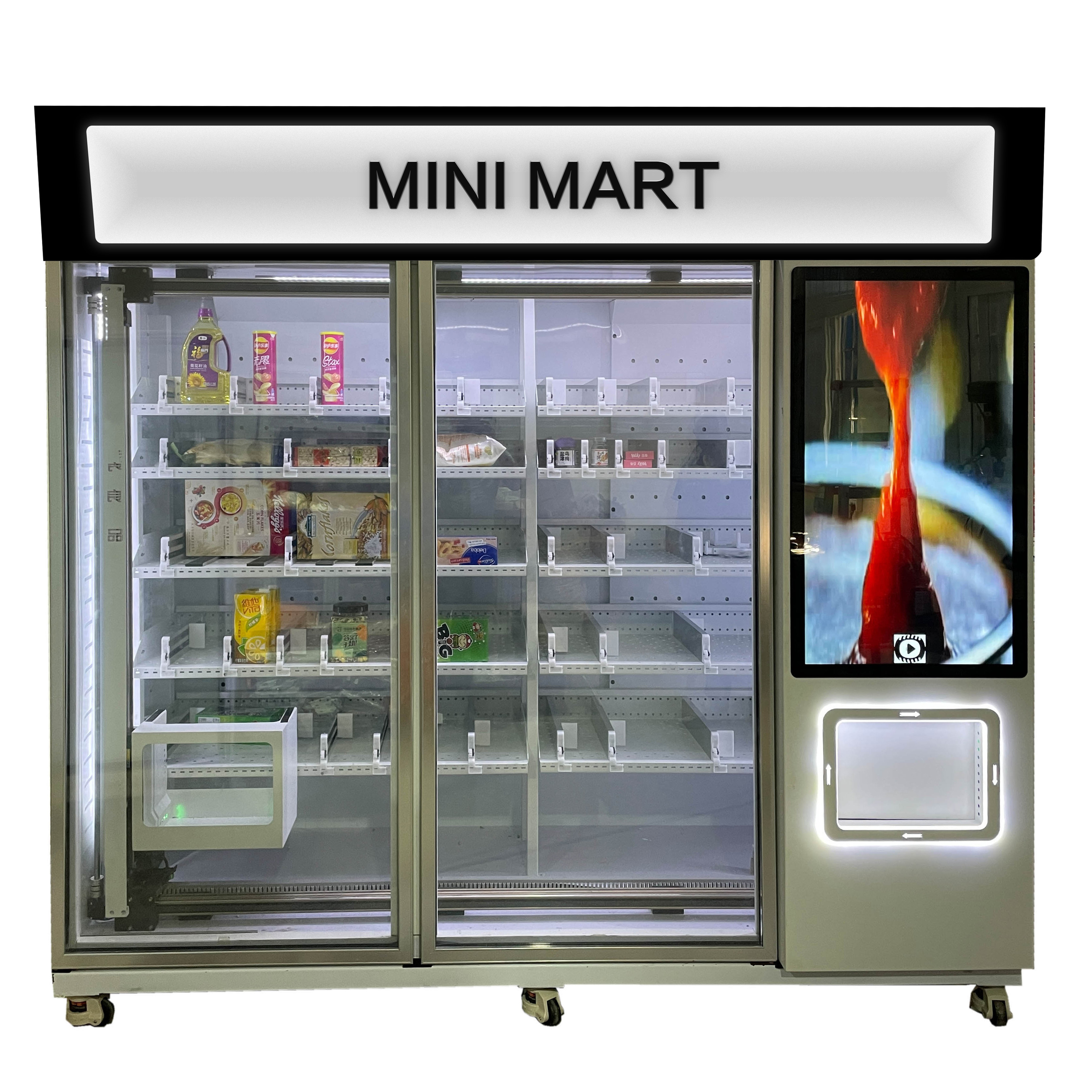 Mini shopping mart huge large format vending mall beer milk snack and drink dispenser kiosk big size package food cosmetic set