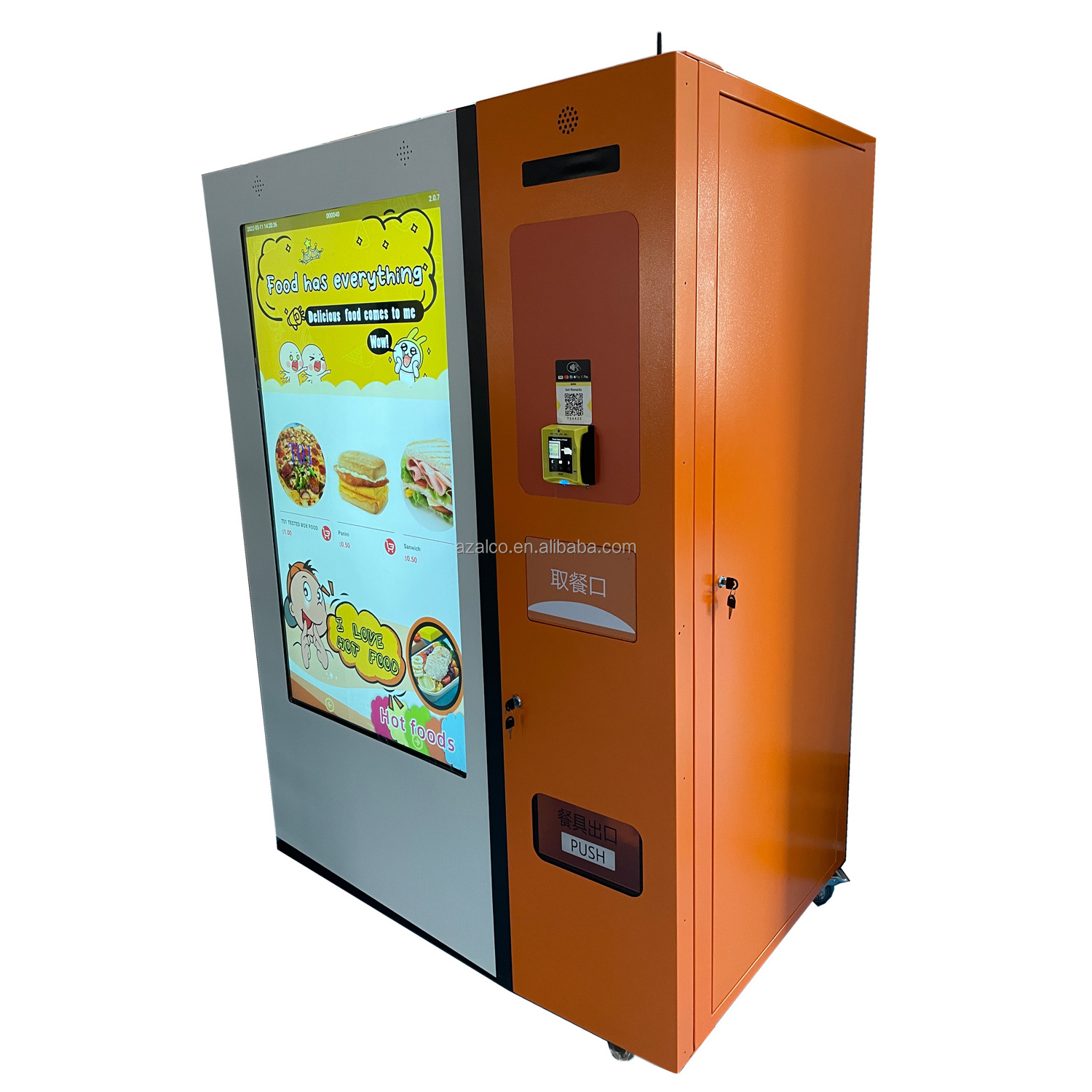 55 INCH TOUCH SCREEN Hot hamburger food Vending Machine with lift microwave oven system ODM OEM  Hot smart food vending machine