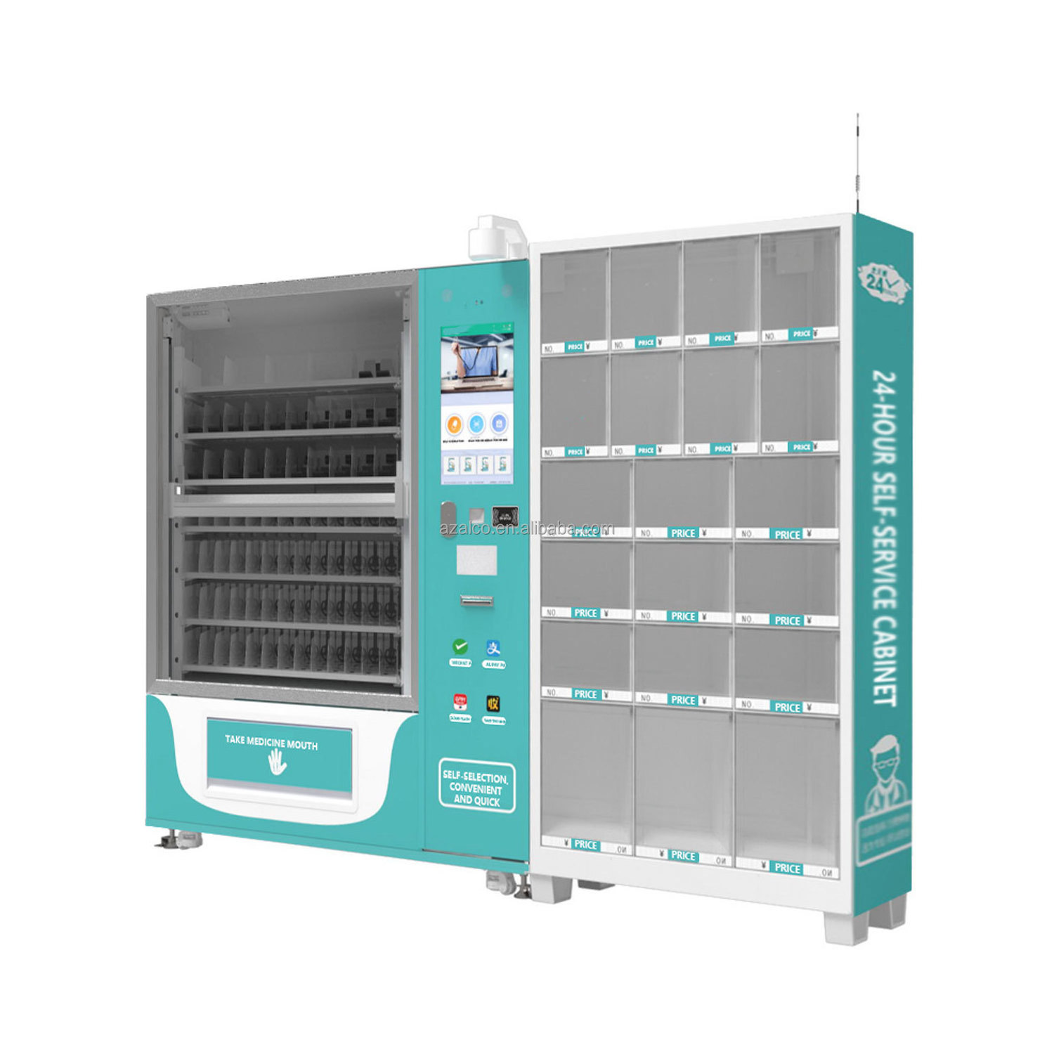 Bigger capacity touch screen smart pharmacy vending machine for medical items wifi aire acondicionado vending machine