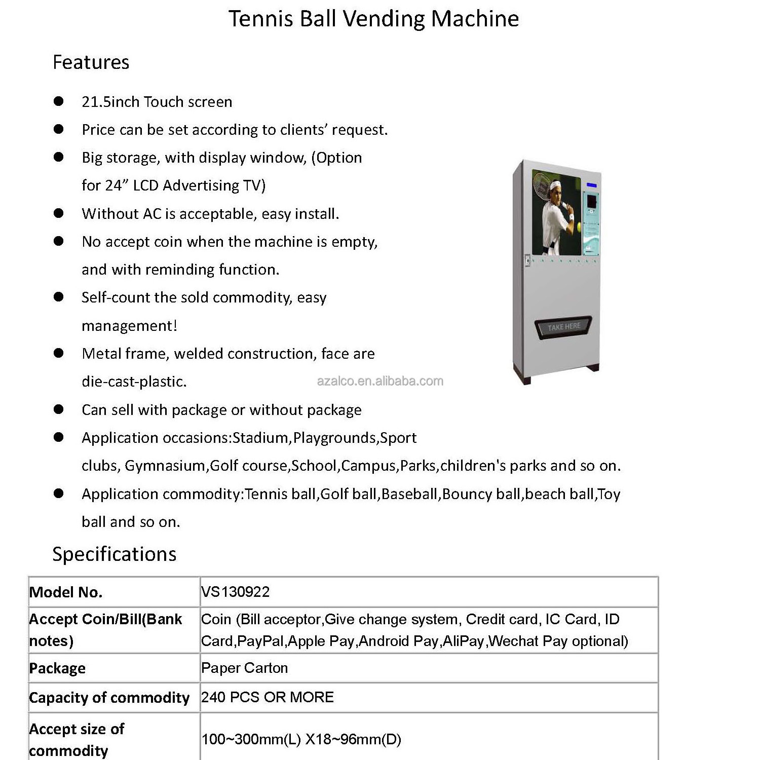 tennis ball/golf ball vending machine sports vending machine, OEM ODM china low cost vending machine