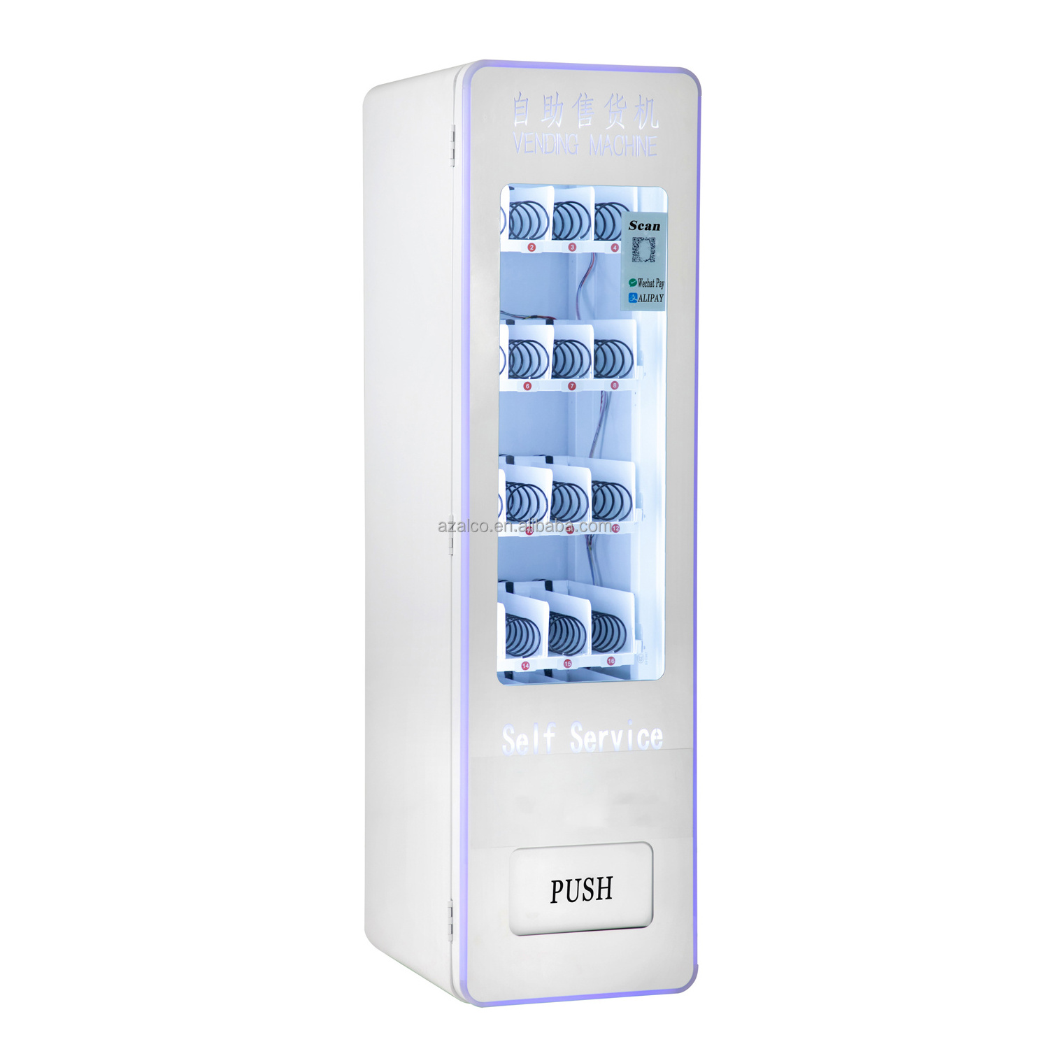 Manufacture Slim Smart Snacks Drinks and Combo Vending Machine With cooling system Advanced Semiconductor Refrigeration