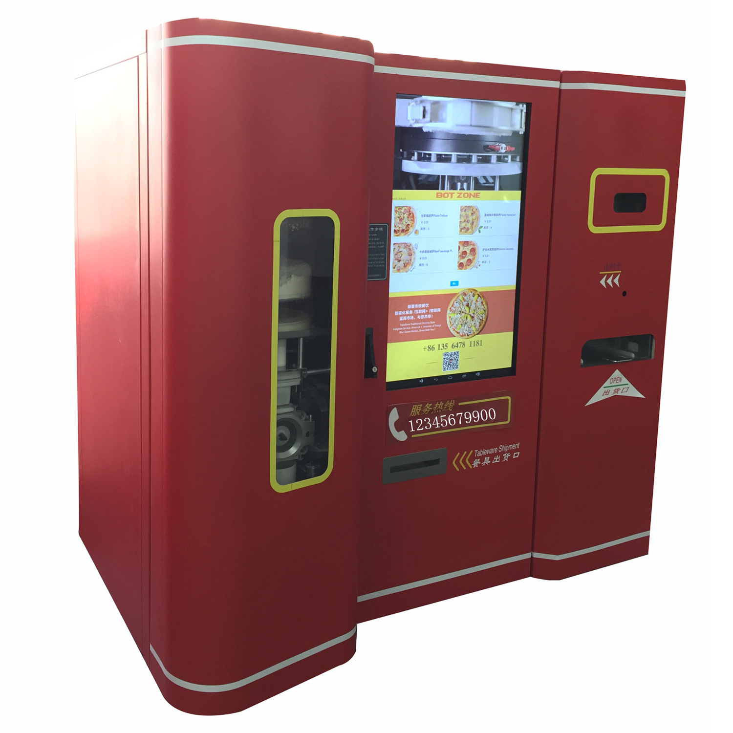 Pizza Sandwich Food cooking vending machine with 47inch touch screen sell making pizza on site