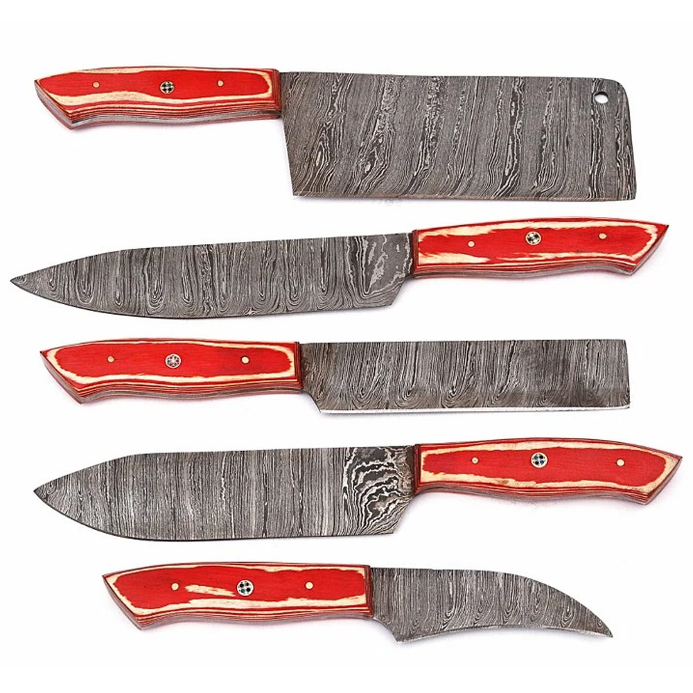 Best Chef Knife Set Damascus Chef Kitchen Knife Set kitchen utility knives set with wooden block of Custom logo Handle