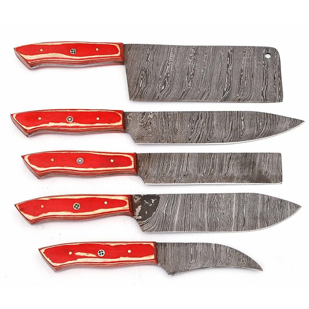 Best Chef Knife Set Damascus Chef Kitchen Knife Set kitchen utility knives set with wooden block of Custom logo Handle