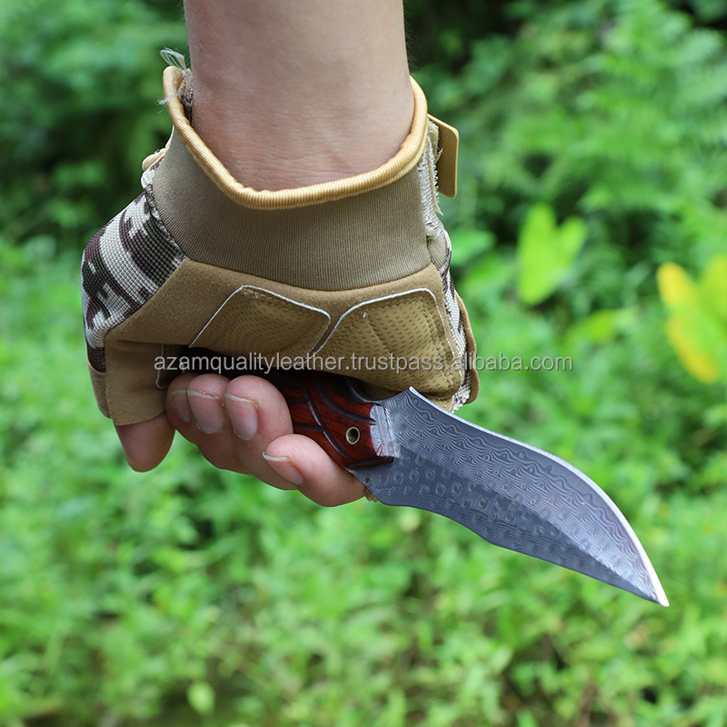 Customized outdoor camping knife Carbon fiber 535  steel double action EDC hunting knife