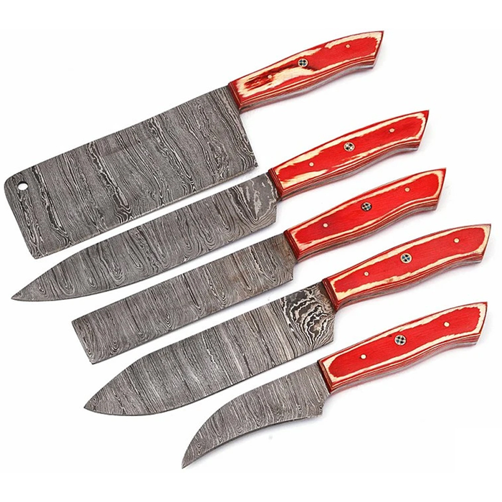 Best Chef Knife Set Damascus Chef Kitchen Knife Set kitchen utility knives set with wooden block of Custom logo Handle