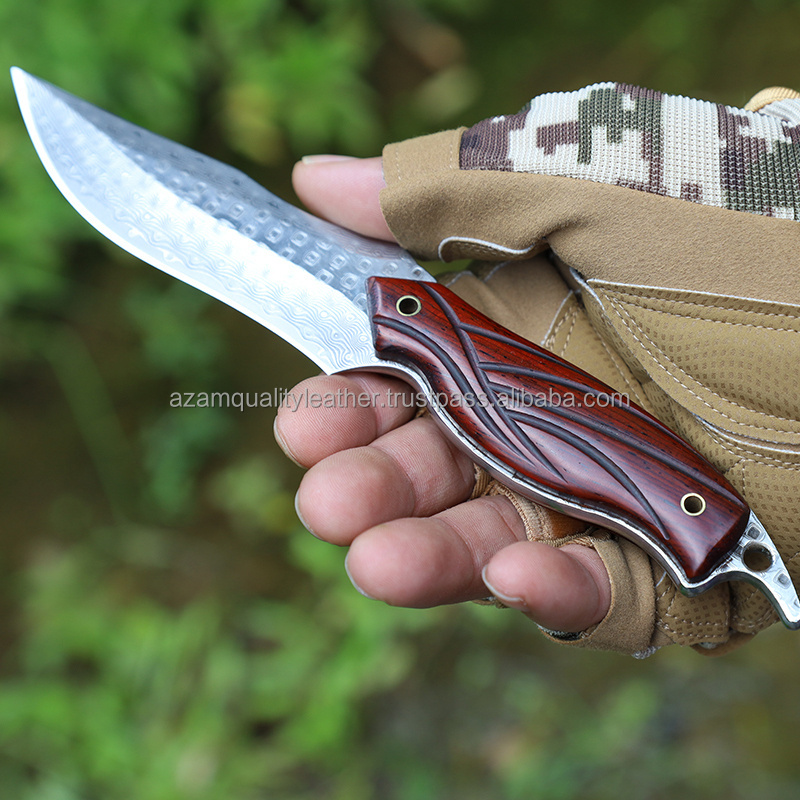 Customized outdoor camping knife Carbon fiber 535  steel double action EDC hunting knife