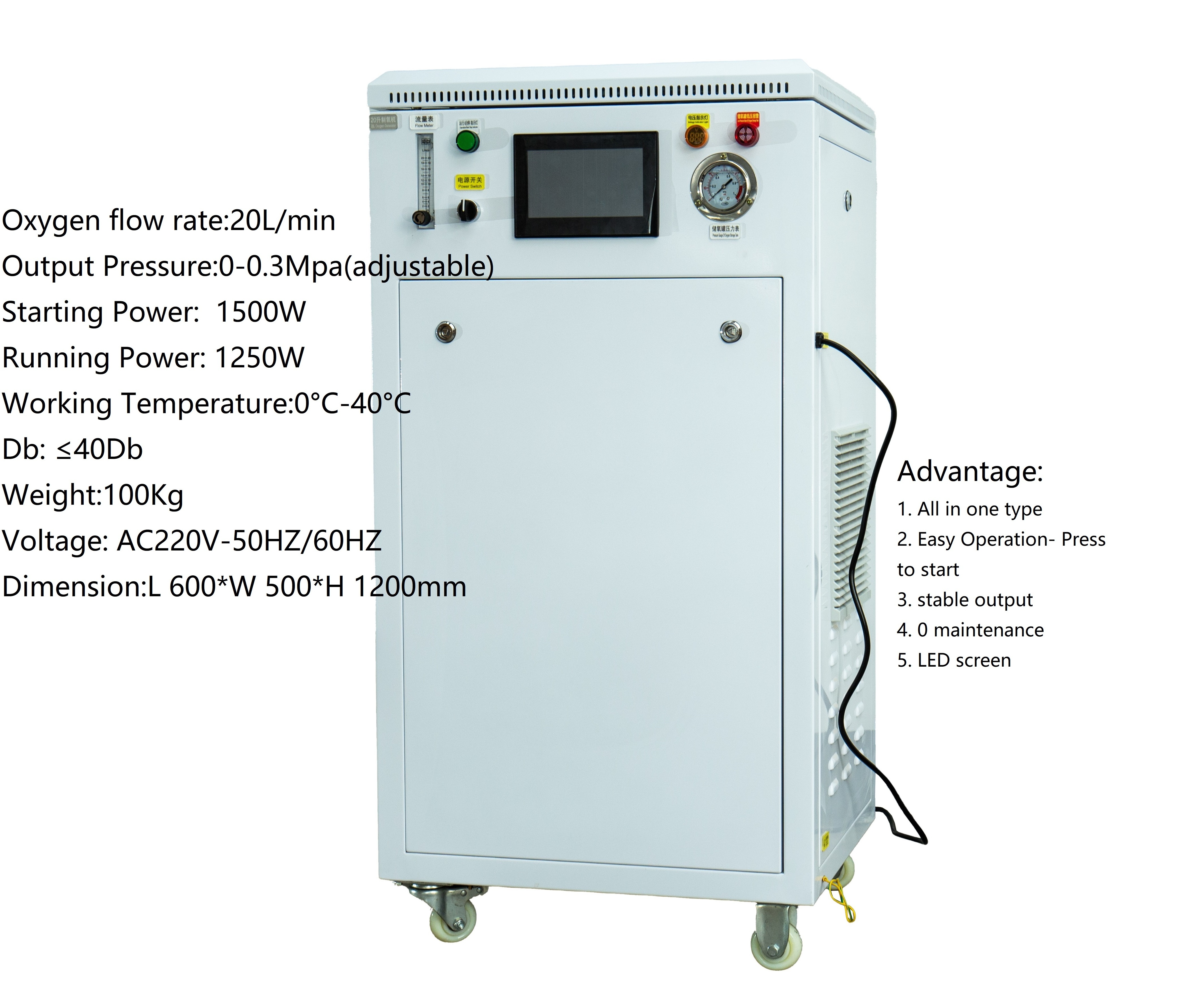 Fish farm Oxygen Generator easy operation  Low Energy Consumption 10 20 30 40 50 60 Liter  per min