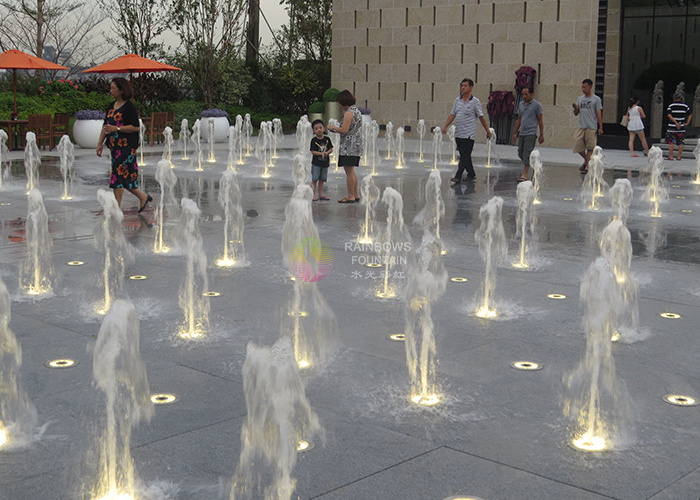 Small dancing garden musical fountain rectangular water fountain with RGB lights