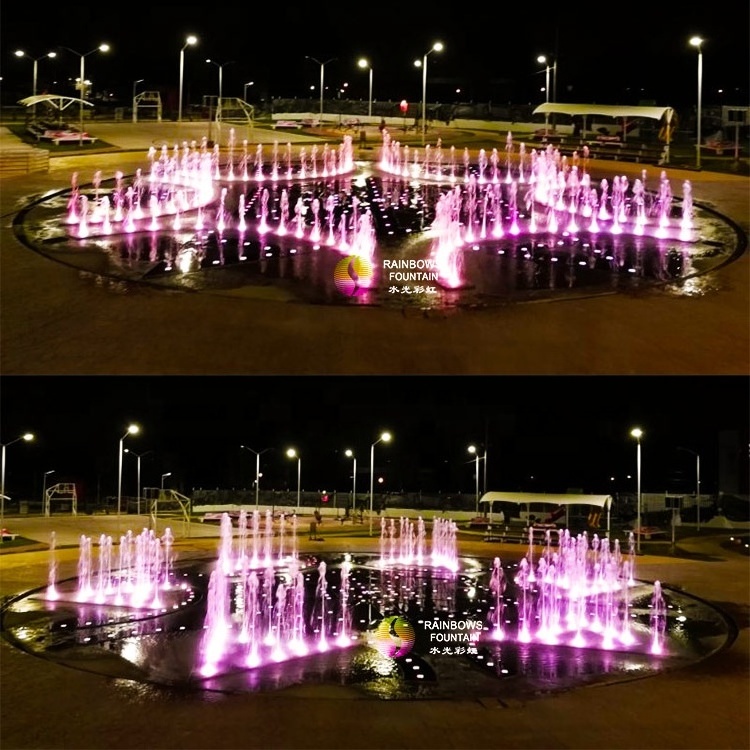 Customized Stainless Steel Square Music Dancing Water Fountain Outdoor Floor Fountains With Colorful Light