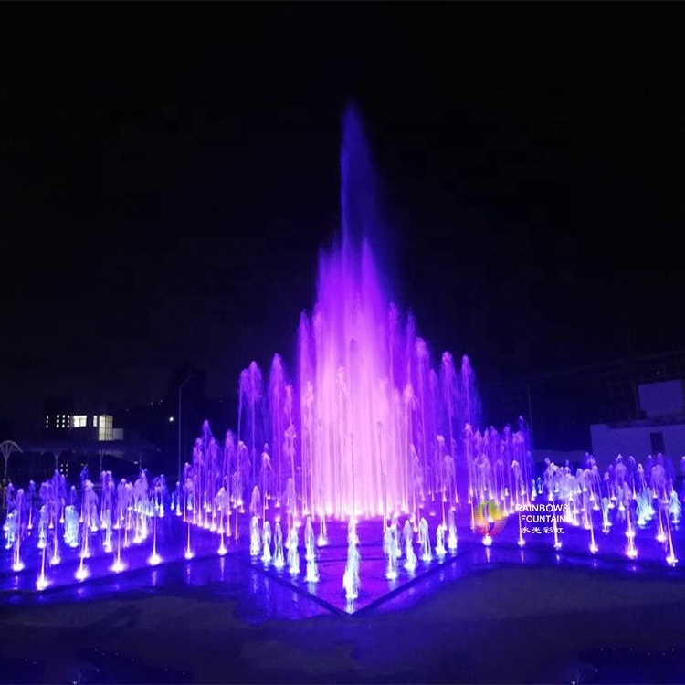 Customized Stainless Steel Square Music Dancing Water Fountain Outdoor Floor Fountains With Colorful Light