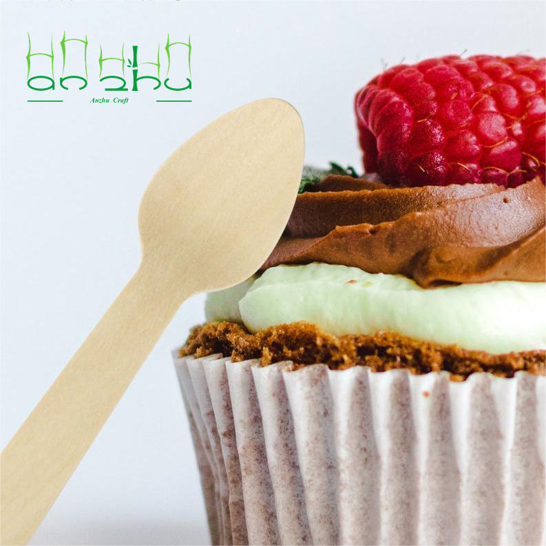 Disposable Wood Ice Cream Spoon / Spatula Kitchenware Coated Cutlery Wooden Travel Customized Sustainable Flatware Sets