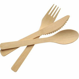 Customized  wholesale disposable bamboo cutlery spoon fork and knife sets