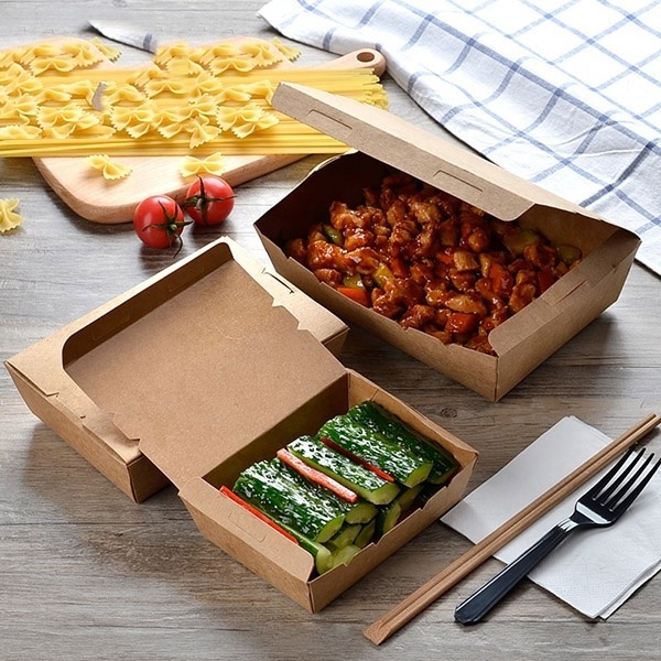 Food Box & Burger Takeaway Kraft Paper Popular Restaurant Dishes & Plates Food Container Customisable Paper Noodle Box