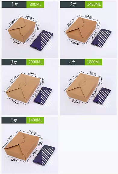 Food Box & Burger Takeaway Kraft Paper Popular Restaurant Dishes & Plates Food Container Customisable Paper Noodle Box