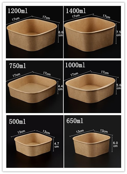 Biodegradable salad bowl coated with pla lid eco friendly 46 oz disposable kraft paper bowl