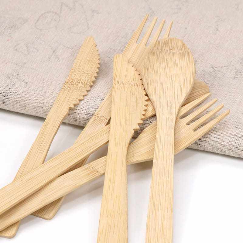 Customized  wholesale disposable bamboo cutlery spoon fork and knife sets