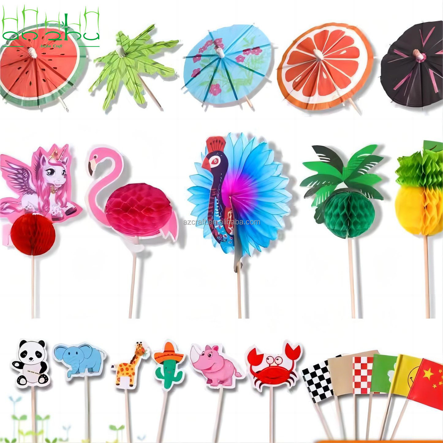 2024 Drink Umbrellas Cocktail Picks Multicolor Party Toothpicks for Appetizers Sandwich Cupcake