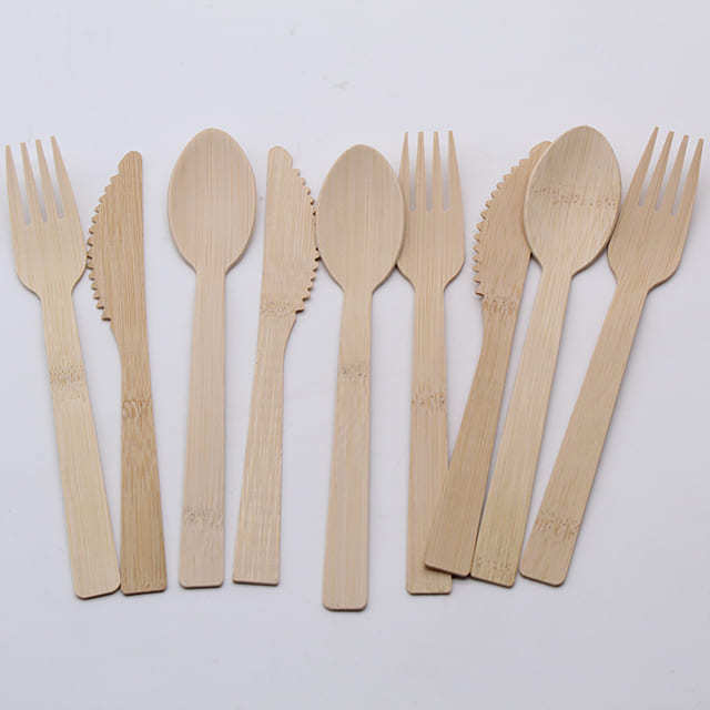 Customized  wholesale disposable bamboo cutlery spoon fork and knife sets